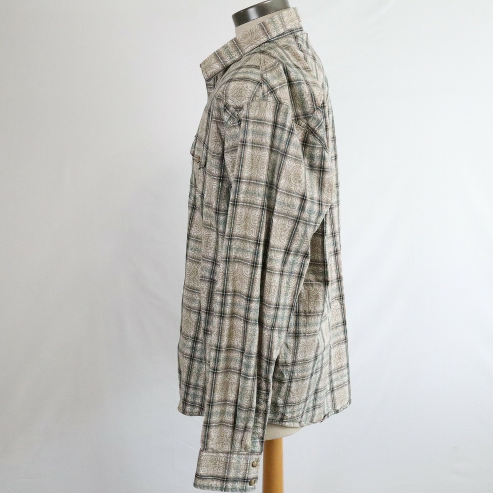 Wrangler Retro Shirt Mens 2XL XXL Western Rodeo Pearl Snap Plaid Long Sleeve - Picture 2 of 8